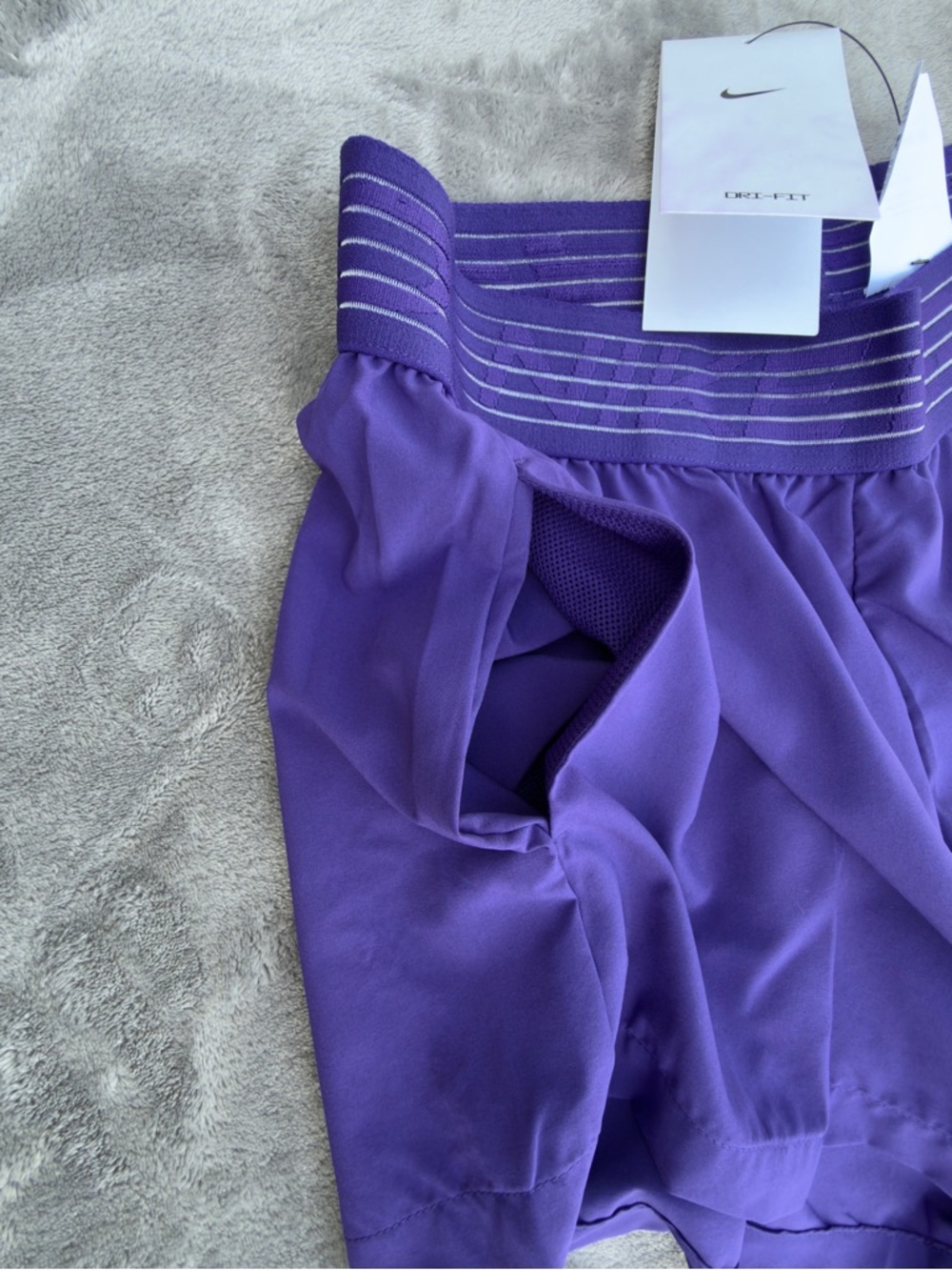Nike Purple Women's Athletic Shorts DRI-FIT with White Swoosh - Picture 5 of 11